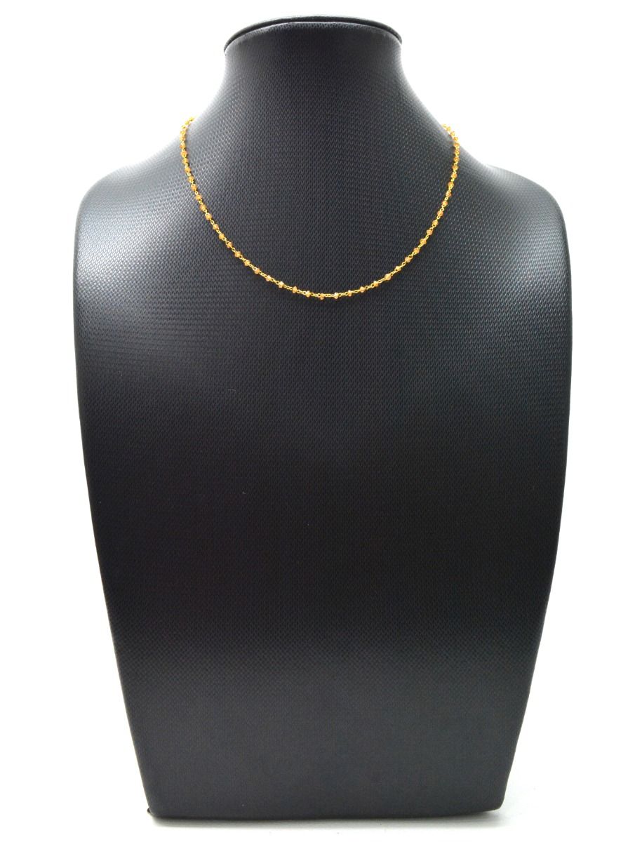 14k Solid Gold Necklace in Roundel Shape With Orange Sapphire Stone ,2MM - SGGRC-140