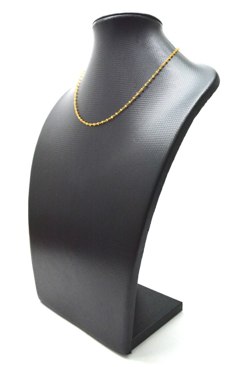 14k Solid Gold Necklace in Roundel Shape With Orange Sapphire Stone ,2MM - SGGRC-140