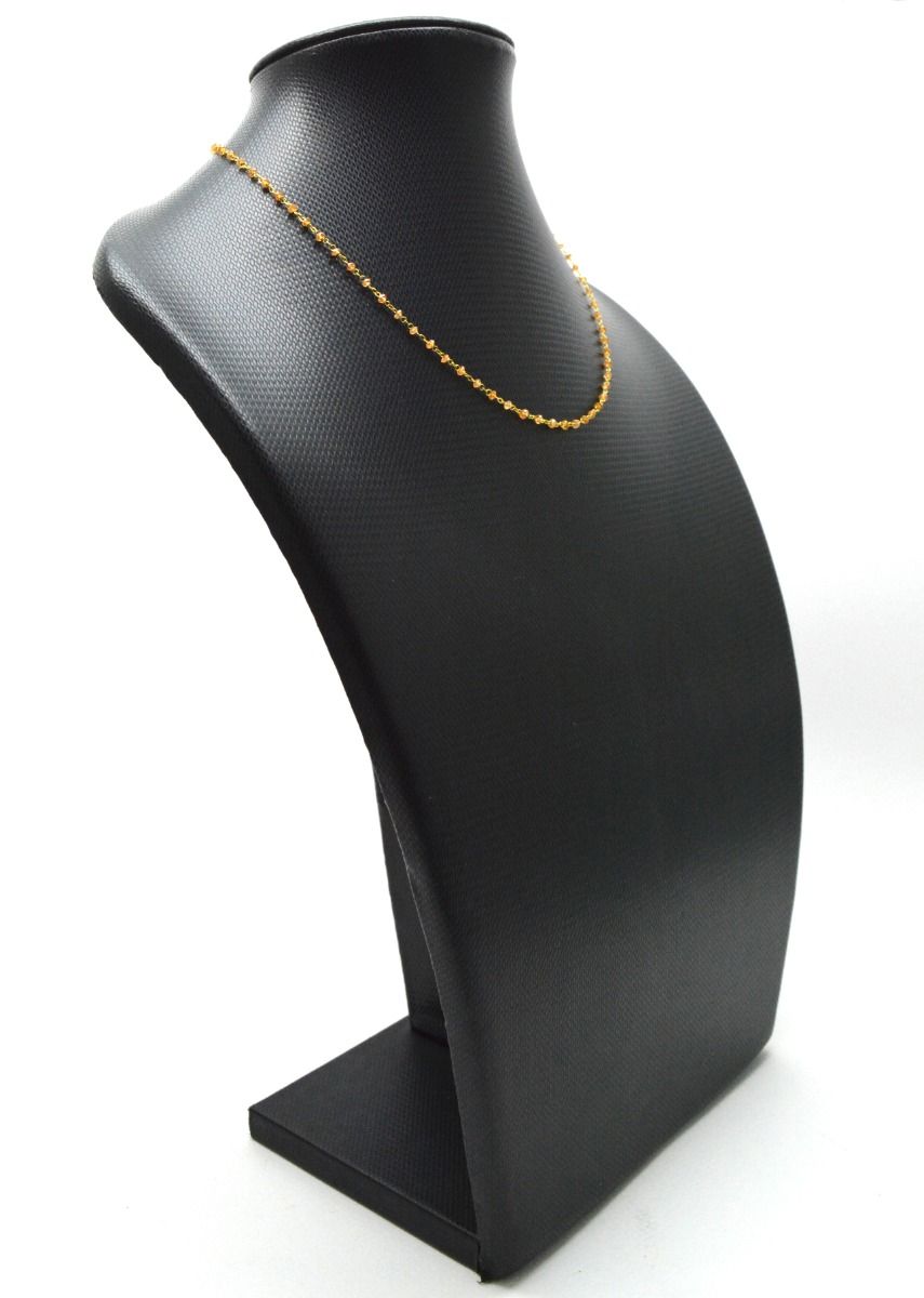 14k Solid Gold Necklace in Roundel Shape With Orange Sapphire Stone ,2MM - SGGRC-140