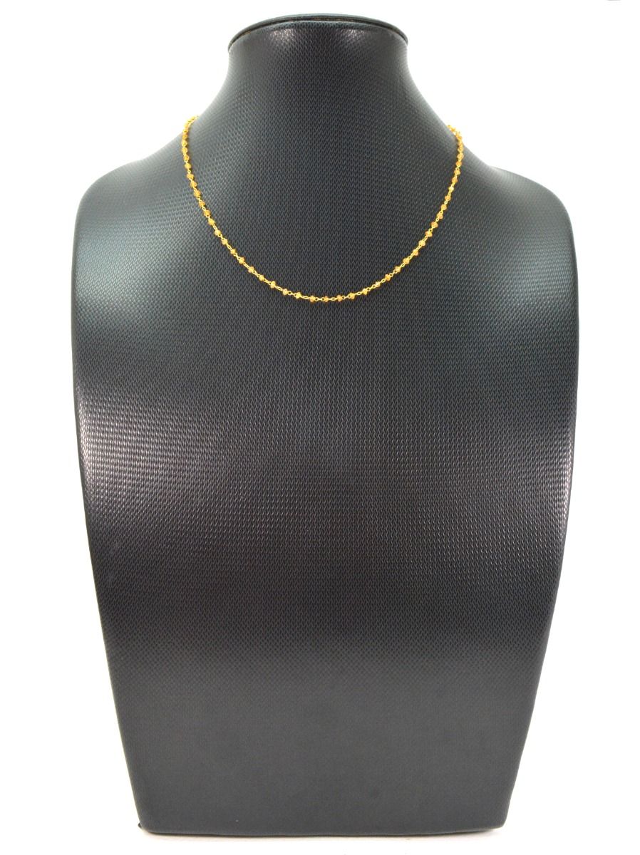 14k Solid Gold Necklace in Roundel Shape With Orange Sapphire Stone ,2MM - SGGRC-140