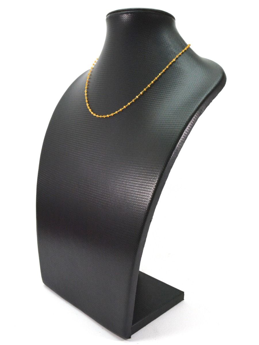 14k Solid Gold Necklace in Roundel Shape With Orange Sapphire Stone ,2MM - SGGRC-140