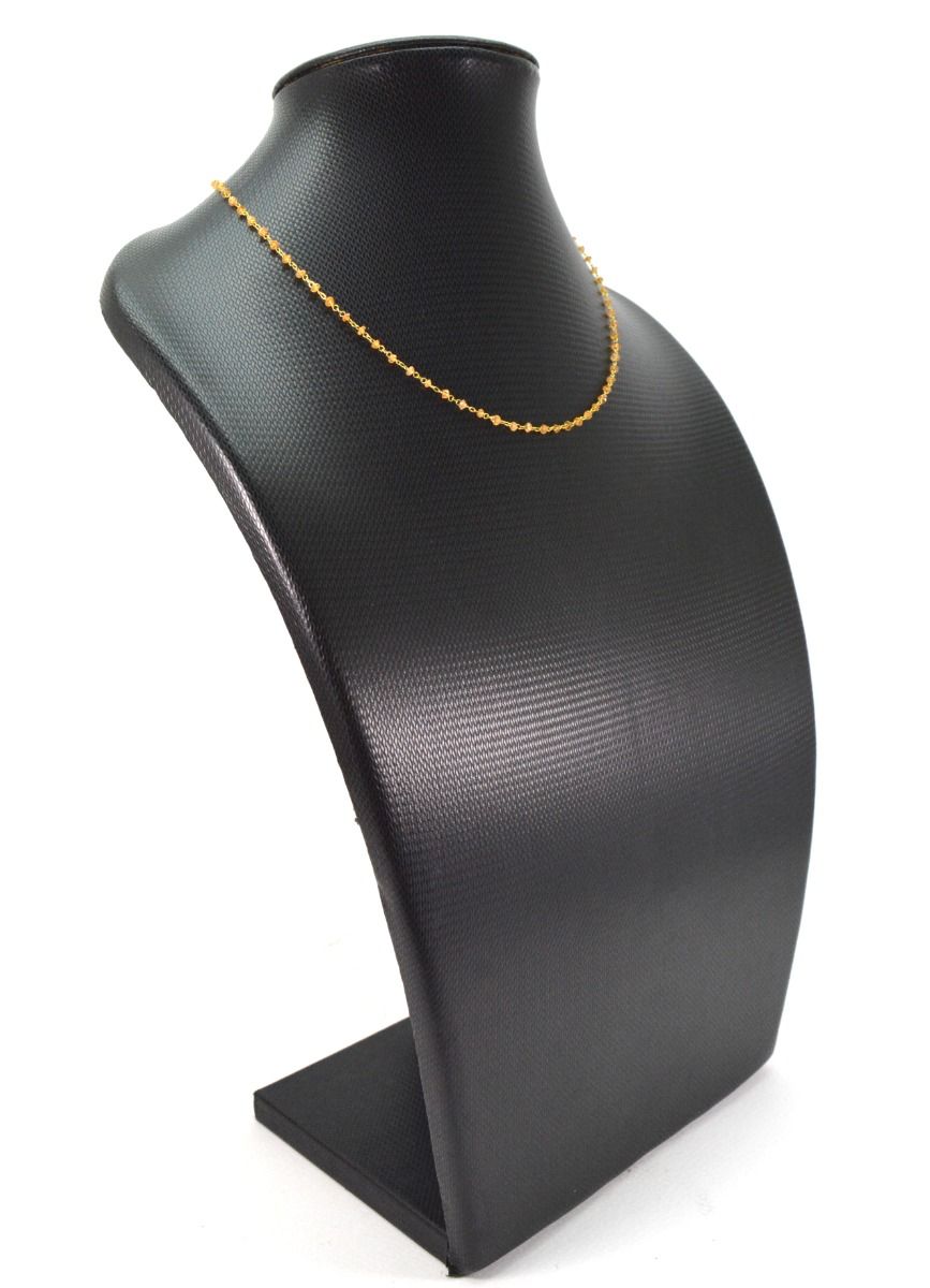 14k Solid Gold Necklace in Roundel Shape With Orange Sapphire Stone ,2MM - SGGRC-140