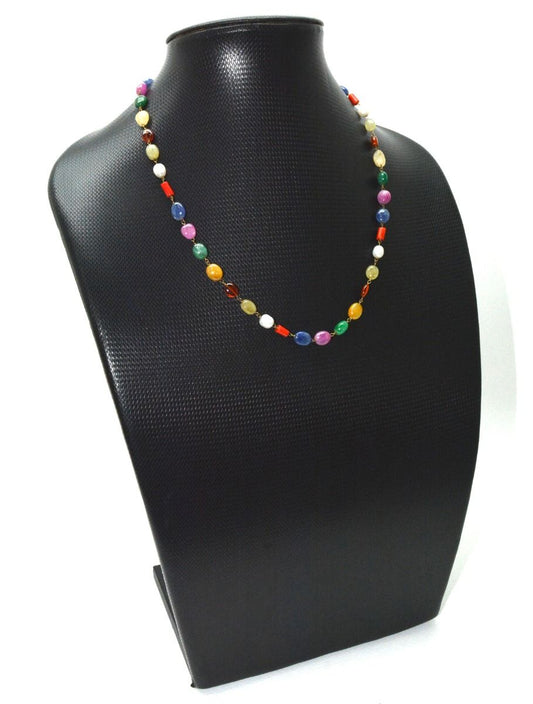 14k Solid Gold Necklace Studded With Multi Stones - SGGRC-148 - view 3