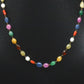 14k Solid Gold Necklace Studded With Multi Stones - SGGRC-148