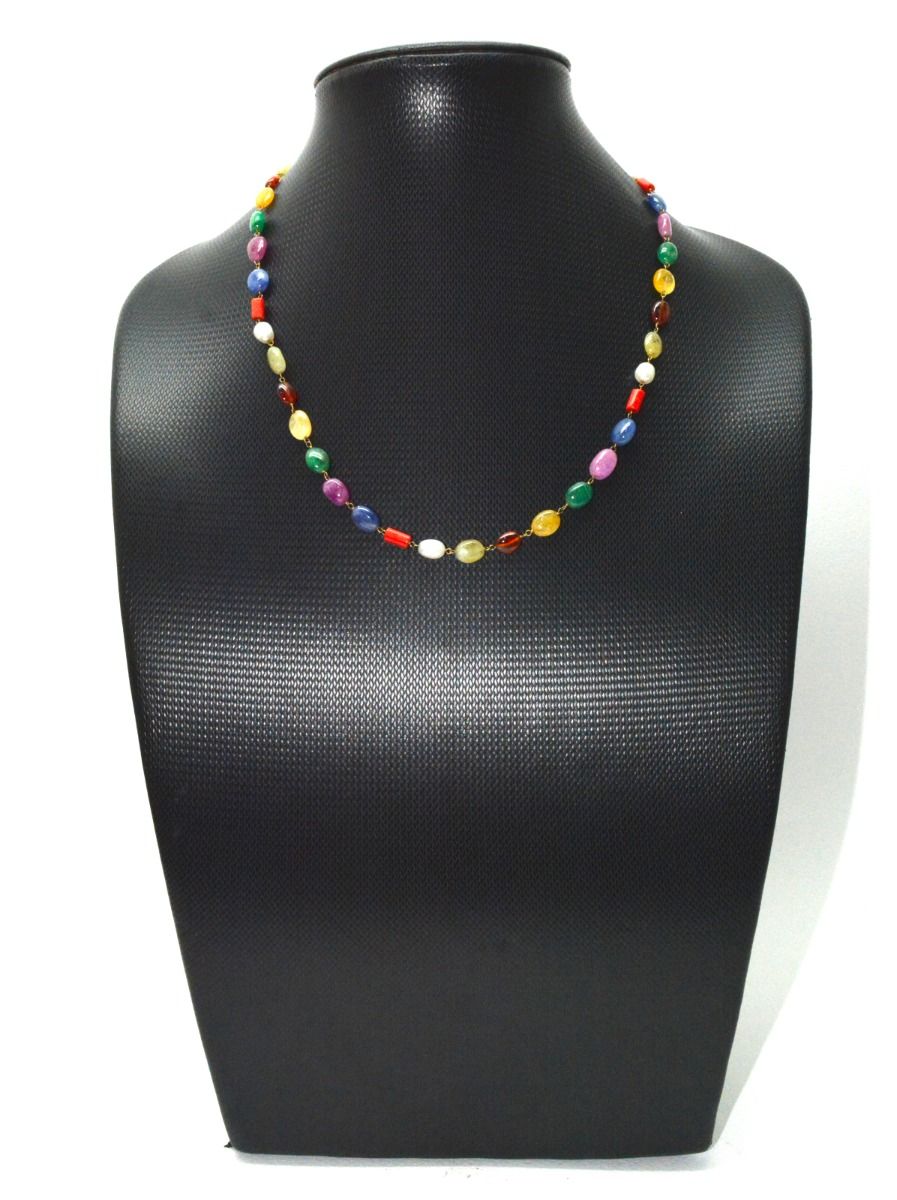 14k Solid Gold Necklace With Natural Multi Stones  - SGGRC-149