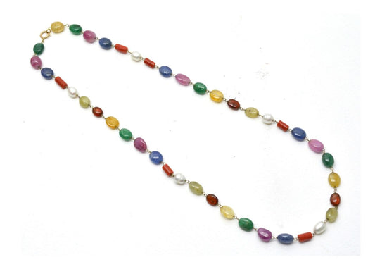 14k Solid Gold Necklace With Natural Multi Stones  - SGGRC-149