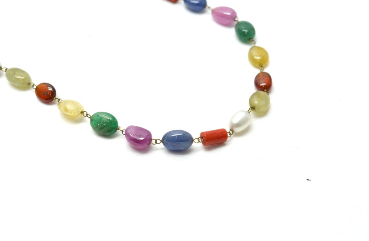 14k Solid Gold Necklace With Natural Multi Stones  - SGGRC-149