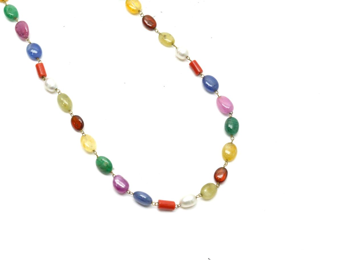 14k Solid Gold Necklace With Natural Multi Stones  - SGGRC-149