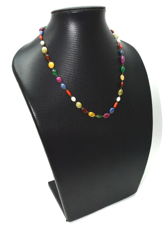 14k Solid Gold Necklace - Natural Multi Stones - SGGRC-150
