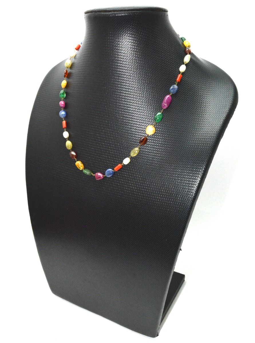 14k Solid Gold Necklace - Natural Multi Stones - SGGRC-150