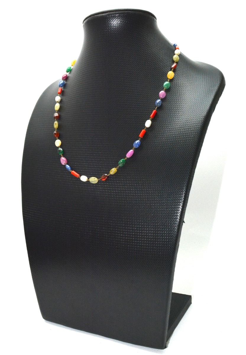 14k Solid Gold Necklace With Natural Multi Stones - Mix Size,  SGGRC-151