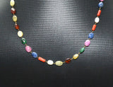14k Solid Gold Necklace With Natural Multi Stones - Mix Size,  SGGRC-151