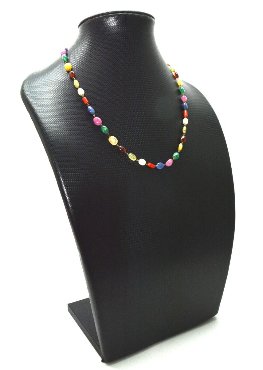 14k Solid Gold Necklace Studded With Natural Multi Stone