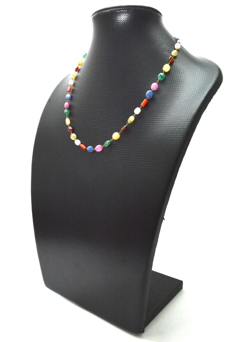 14k Solid Gold Necklace Studded With Natural Multi Stone - SGGRC-152