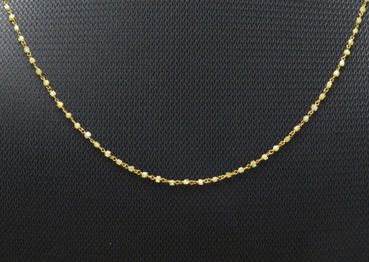 14k Solid Gold Necklace - Natural Multi Stones ,3MM - view 3