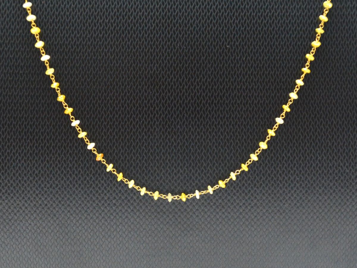 Gorgeous 14k Solid Gold Necklace With Yellow Diamond Stone