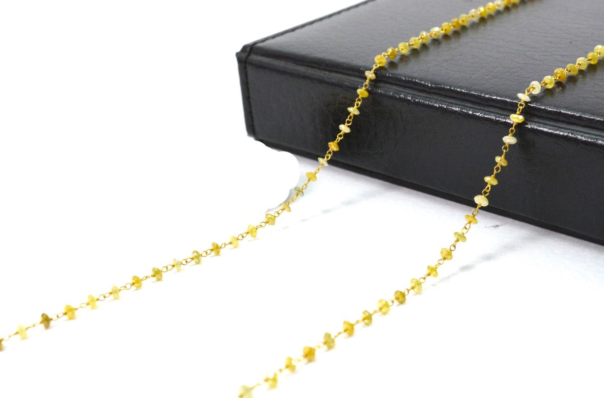 Gorgeous 14k Solid Gold Necklace With Yellow Diamond Stone