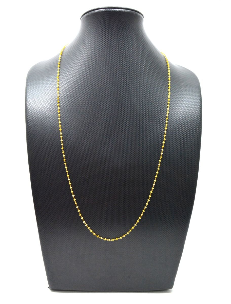 14k Solid Gold Necklace Studded With Natural Yellow Diamond Stones - SGGRC-157