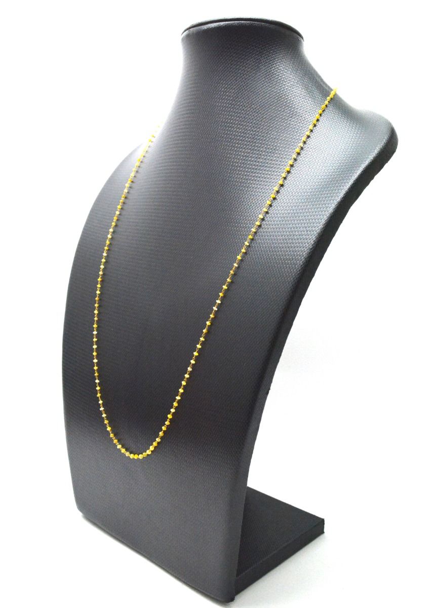 14k Solid Gold Necklace Studded With Natural Yellow Diamond Stones