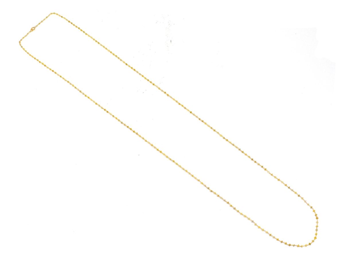 14k Solid Gold Necklace Studded With Natural Yellow Diamond Stones