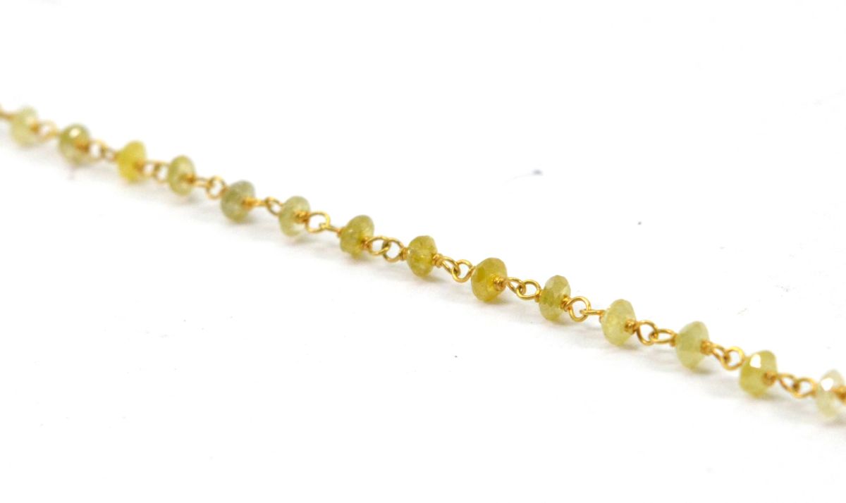 14k Solid Gold Necklace Studded With Natural Yellow Diamond Stones - SGGRC-157