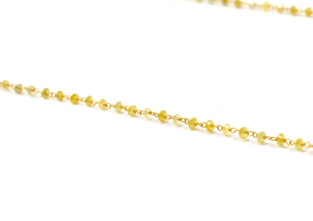14k Solid Gold Necklace Studded With Natural Yellow Diamond Stones - SGGRC-157