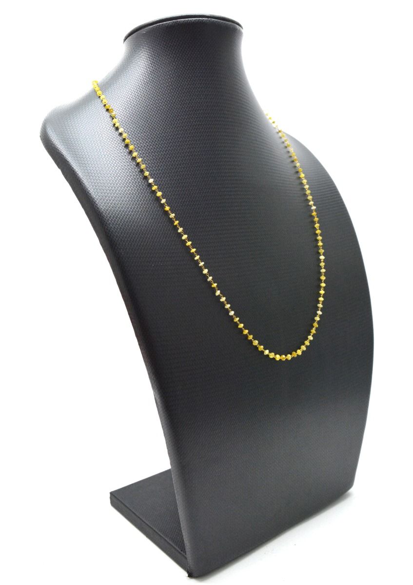 14k Solid Gold Necklace With Natural Yellow Diamond Stones -3MM Size