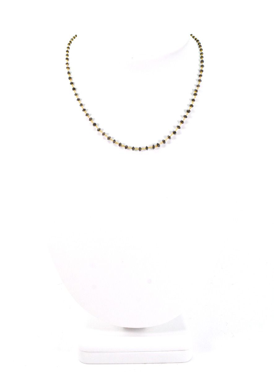 14k Solid Gold Necklace - Natural Yellow Diamond Stones, 2 - 3MM Size