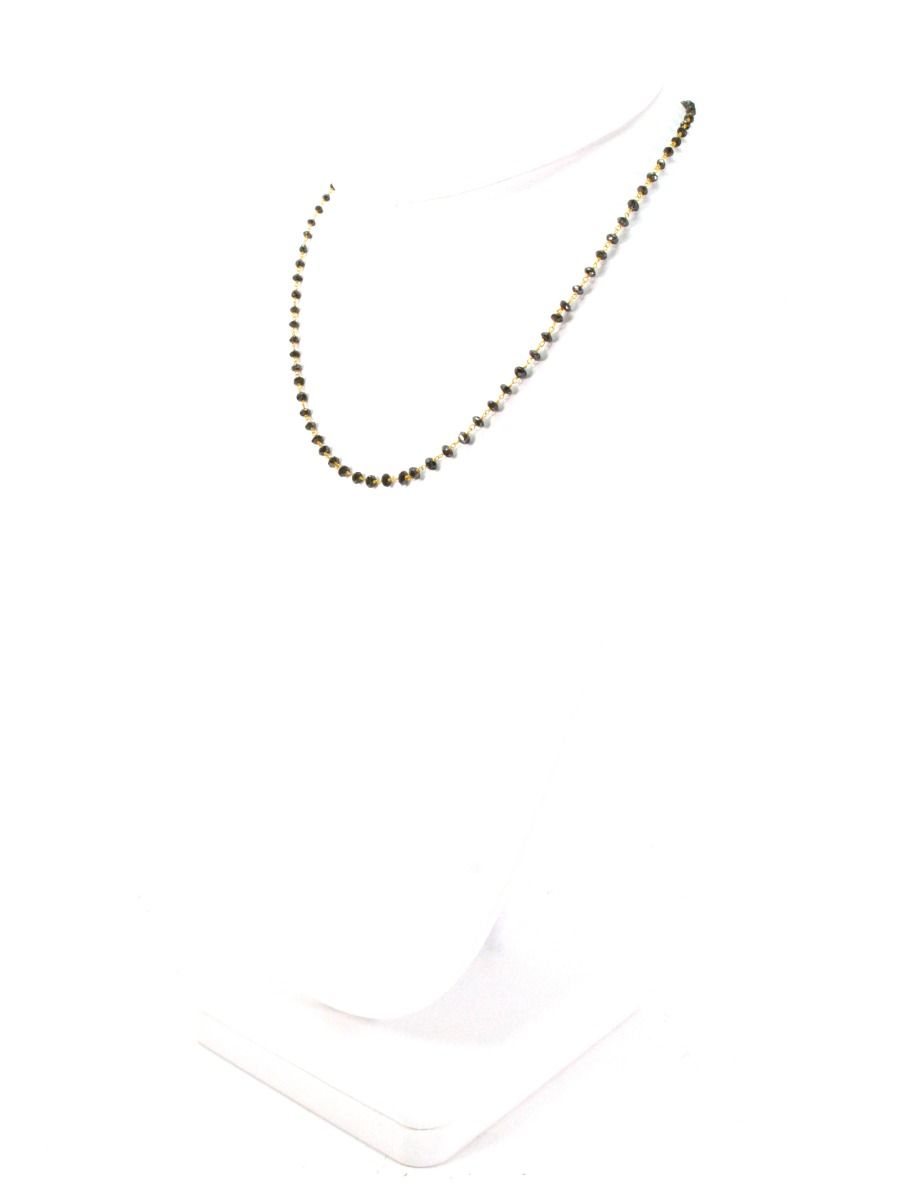 14k Solid Gold Necklace - Natural Yellow Diamond Stones, 2 - 3MM Size