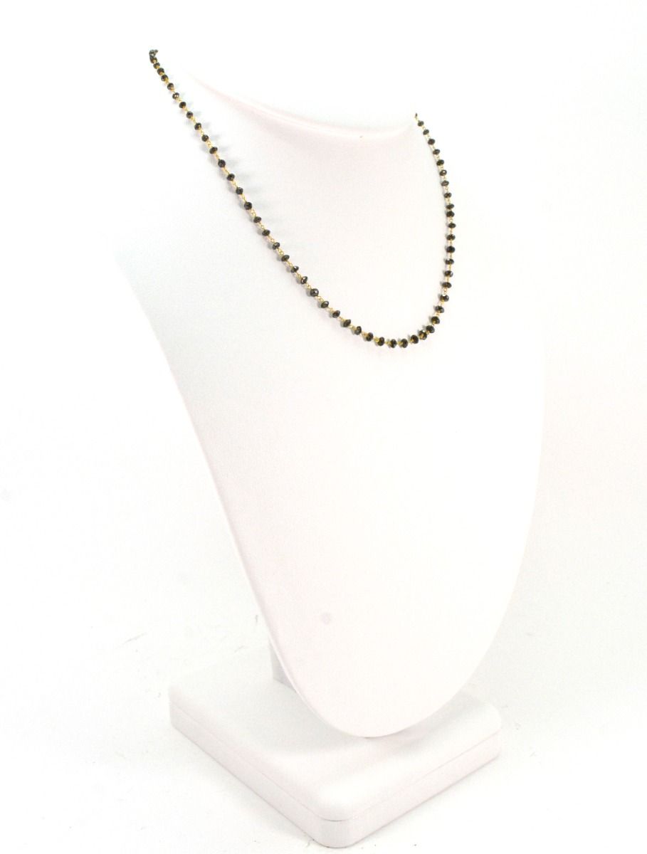 14k Solid Gold Necklace - Natural Yellow Diamond Stones, 2 - 3MM Size