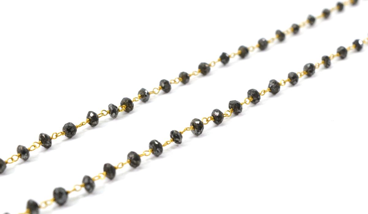 14k Solid Gold Necklace - Natural Yellow Diamond Stones, 2 - 3MM Size - SGGRC-160
