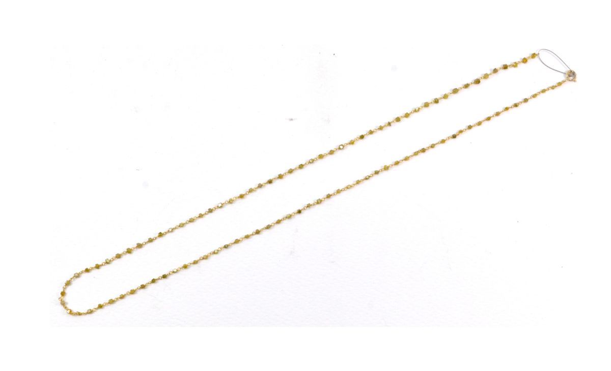 14k Solid Gold Necklace Studded With Natural Yellow Diamond Stones