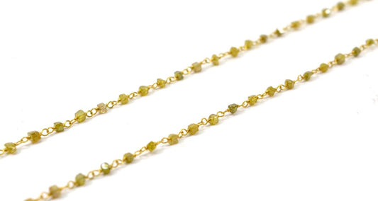 14k Solid Gold Necklace Studded With Natural Yellow Diamond Stones - SGGRC-161 - view 3