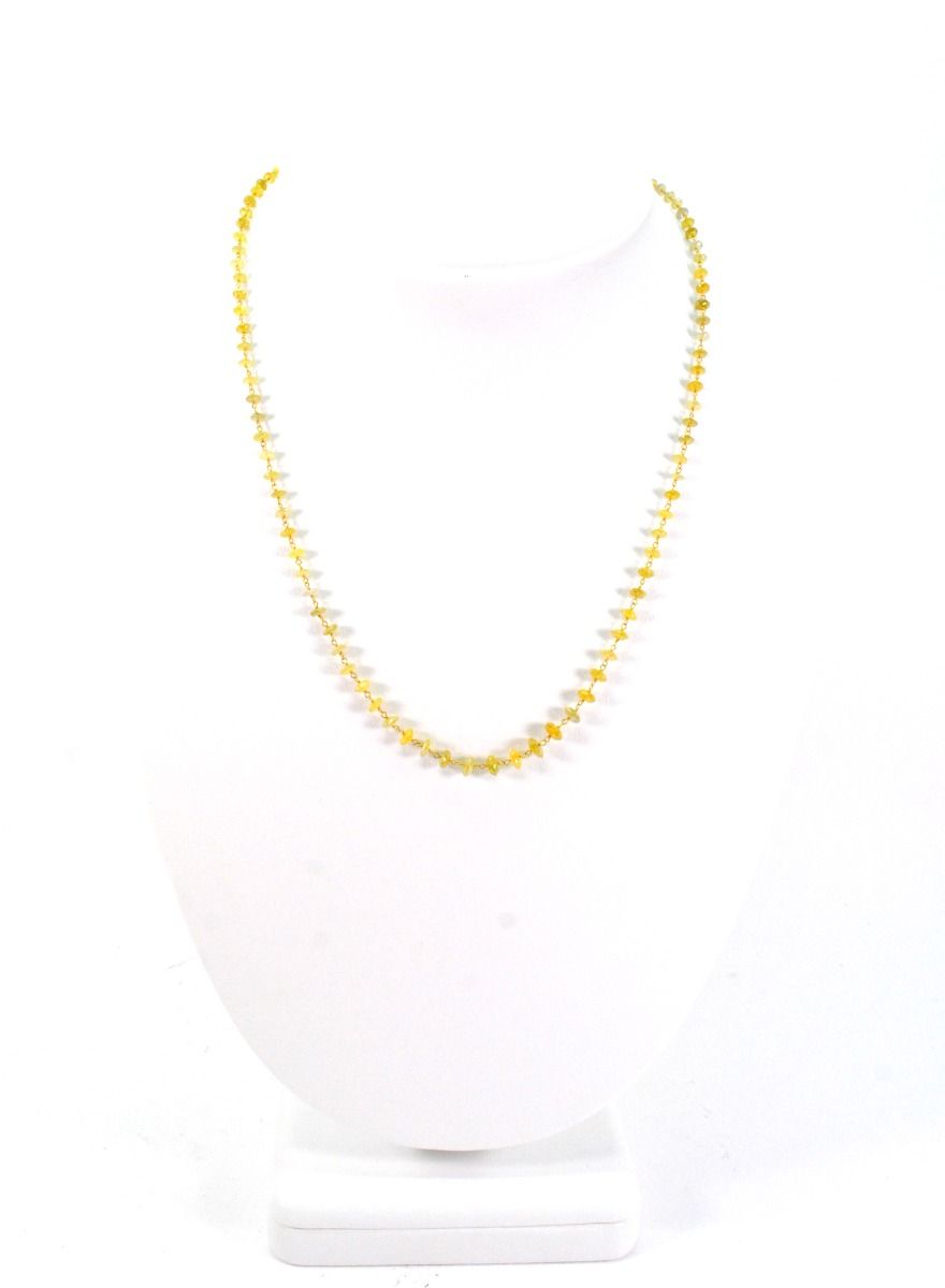 18k Solid Gold Necklace In Roundel Shape With Natural Yellow Diamond Stones - SGGRC-162