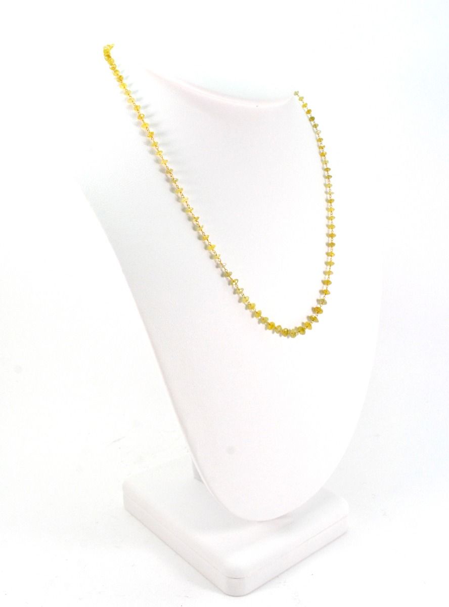 18k Solid Gold Necklace In Roundel Shape With Natural Yellow Diamond Stones - SGGRC-162