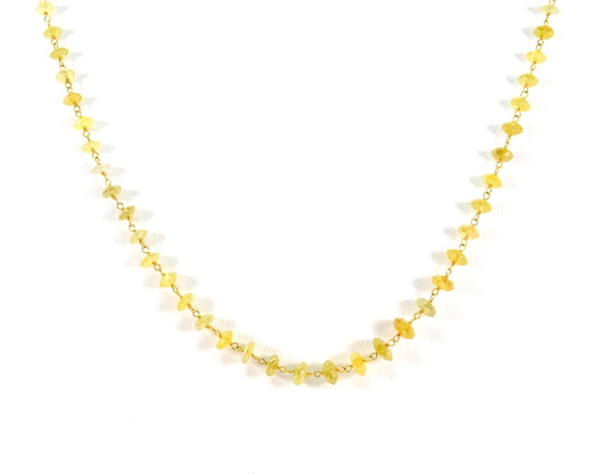 18k Solid Gold Necklace In Roundel Shape With Natural Yellow Diamond Stones - SGGRC-162
