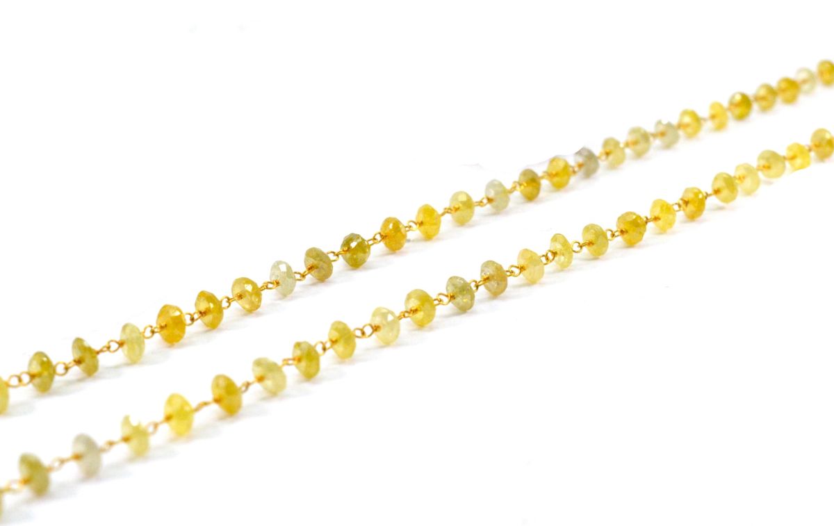 18k Solid Gold Necklace In Roundel Shape With Natural Yellow Diamond Stones - SGGRC-162