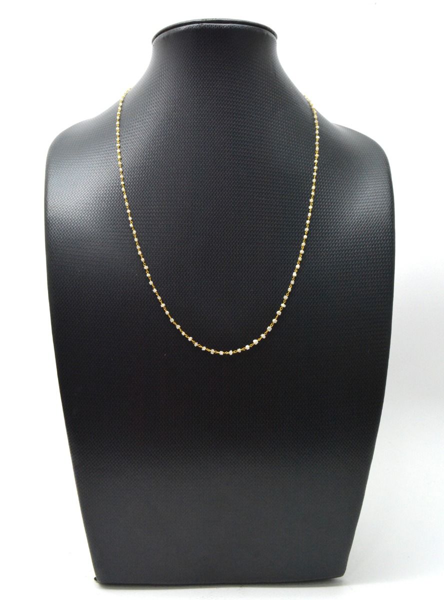14k Solid Gold Necklace With Natural White Diamond Stones, 1.50 - 2MM