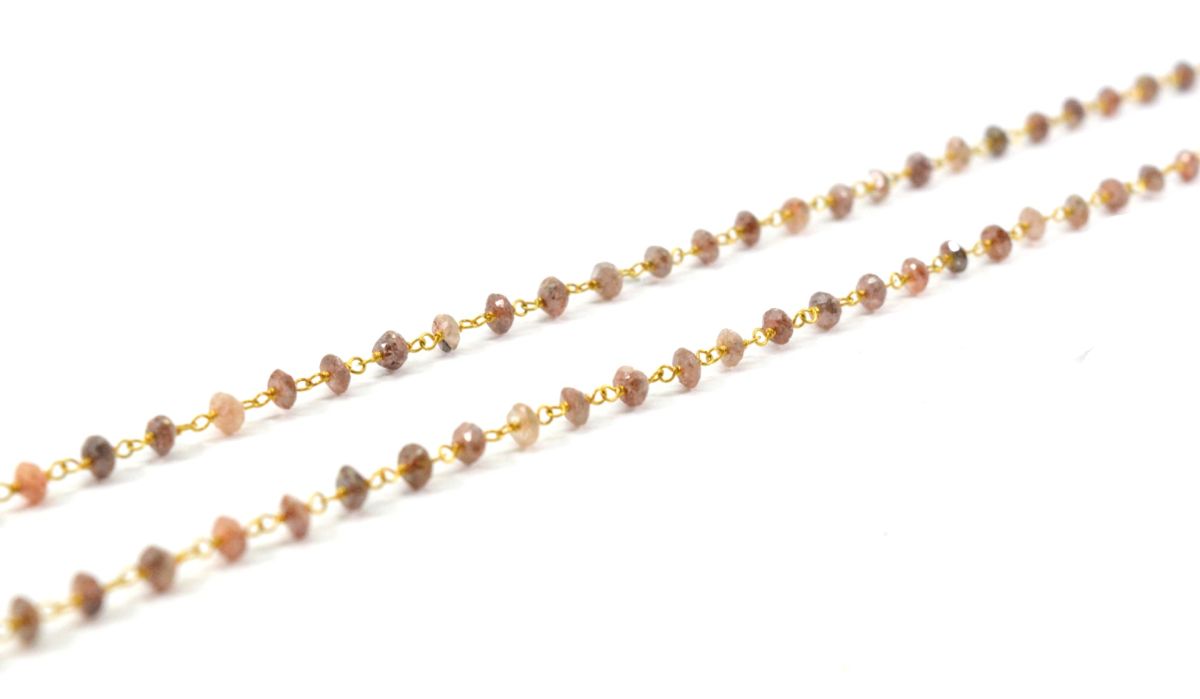 14k Solid Gold Necklace Studded With Natural Red Diamond Stone -  SGGRC-165