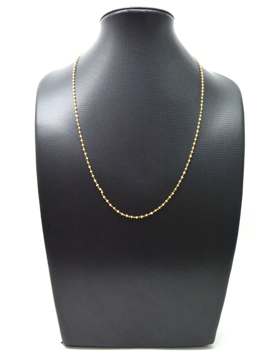18k Solid Gold Necklace Studded With Natural White Diamond Stone -2MM, SGGRC-166