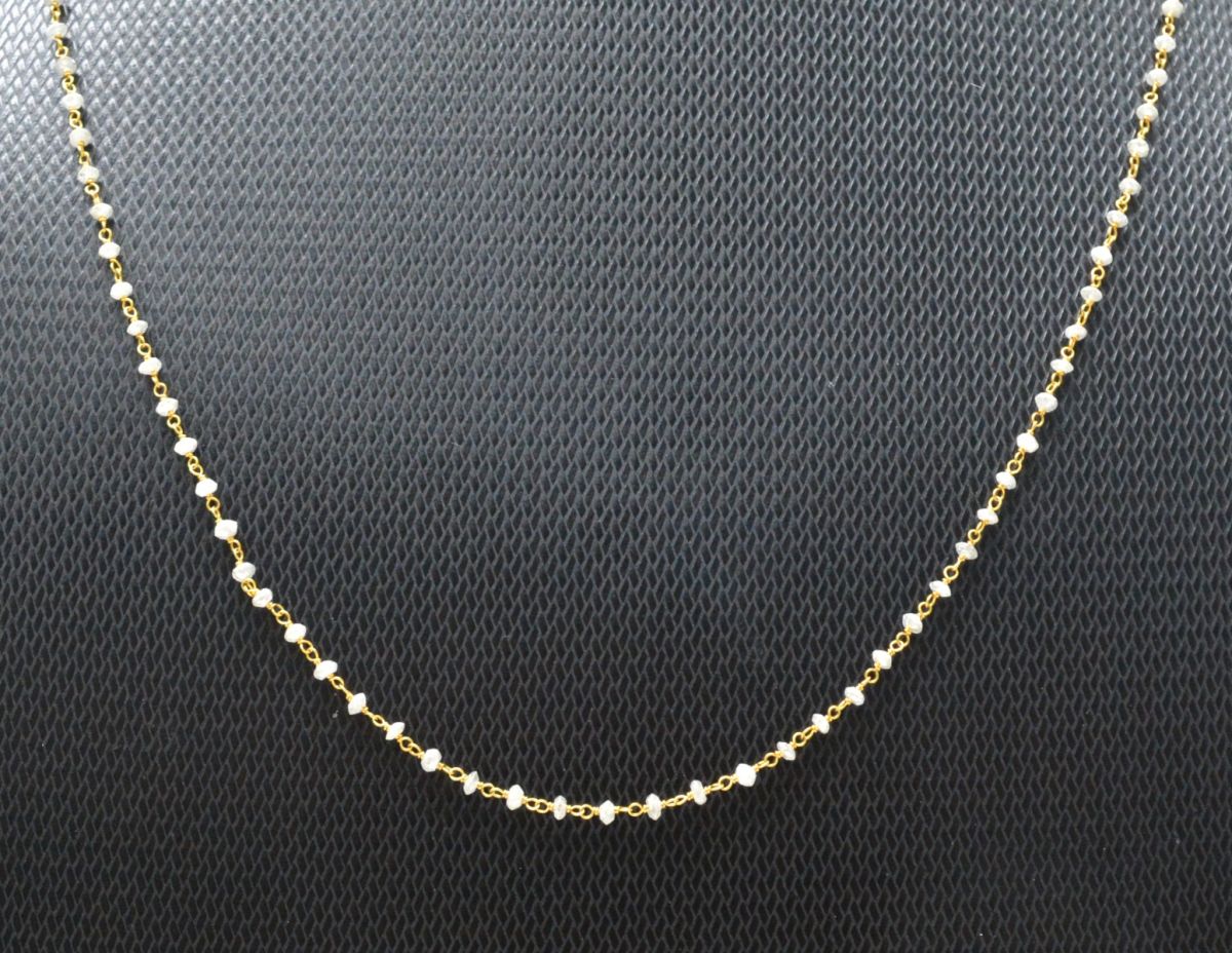 18k Solid Gold Necklace Studded With Natural White Diamond Stone -2MM, SGGRC-166