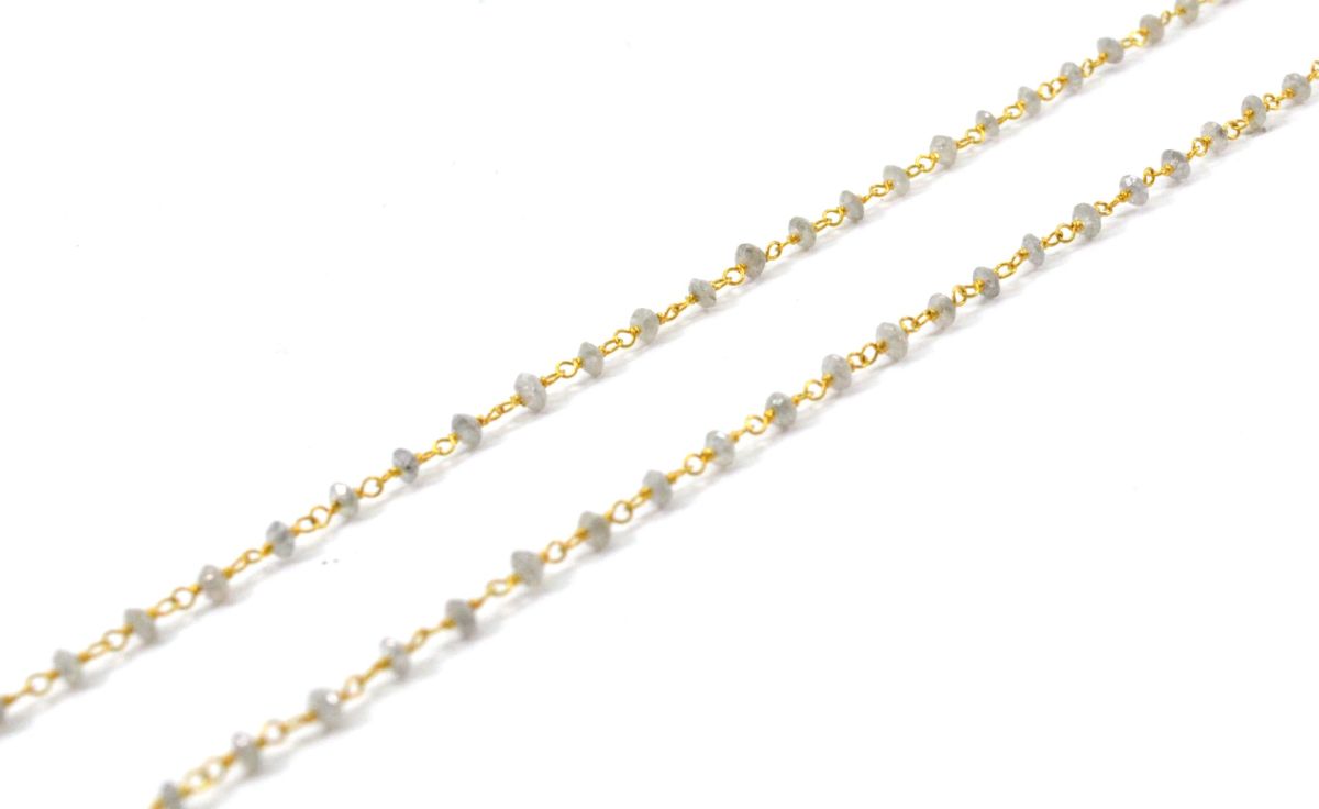 18k Solid Gold Necklace Studded With Natural White Diamond Stone -2MM, SGGRC-166