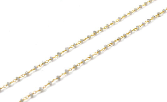 18k Solid Gold Necklace Studded With Natural White Diamond Stone -2MM, SGGRC-166