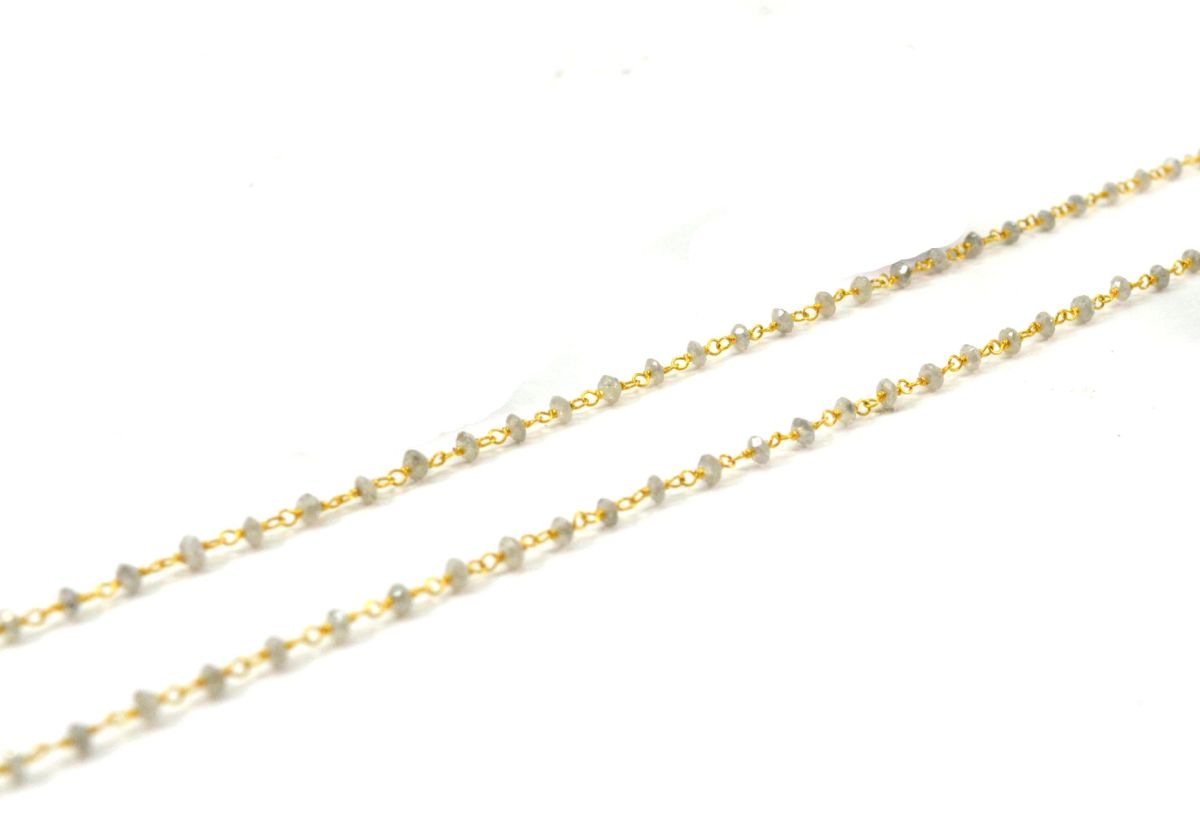18k Solid Gold Necklace Studded With Natural White Diamond Stone -2MM, SGGRC-166