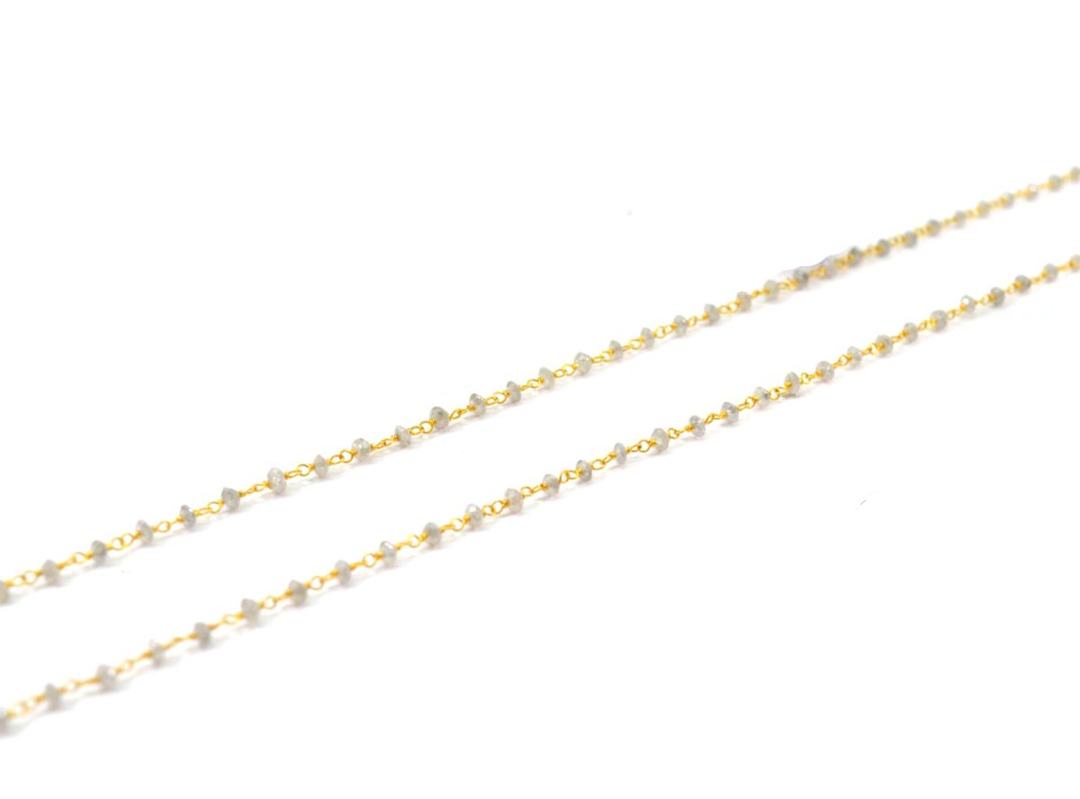 18k Solid Gold Necklace Studded With Natural White Diamond Stone -2MM, SGGRC-166