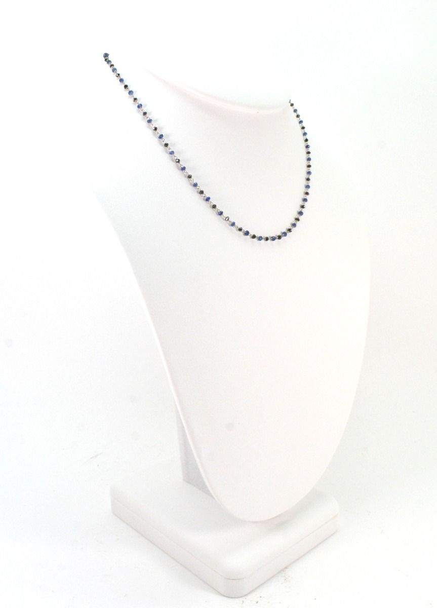 14k Solid Gold Necklace With Natural Diamond & Sapphire - 2MM, SGGRC-167