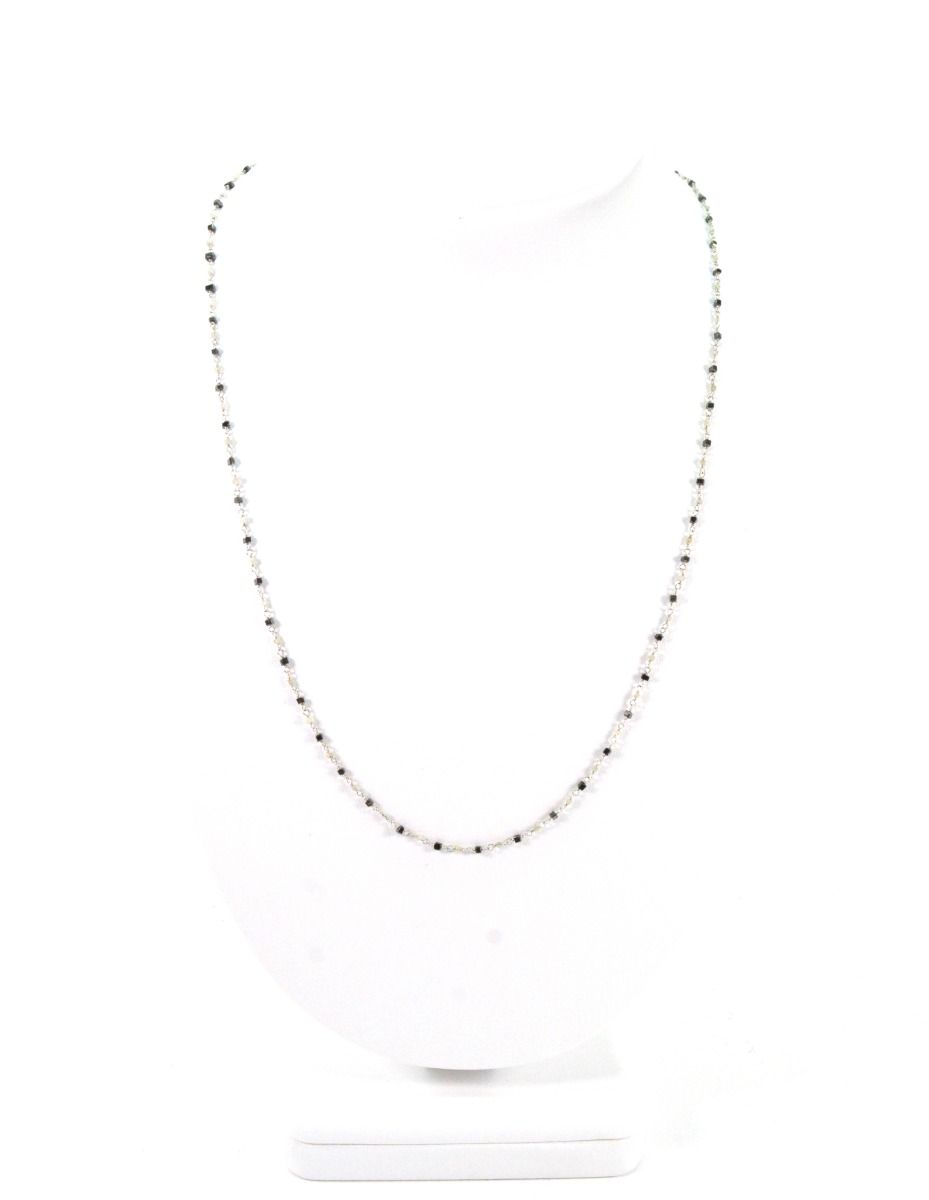 14k Solid Gold Necklace in Cube Shape With Black and Gray Stone