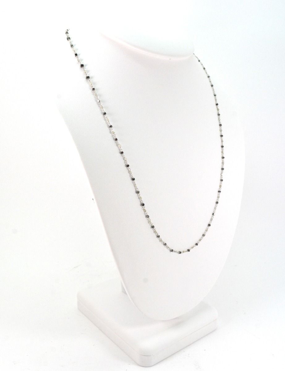 14k Solid Gold Necklace in Cube Shape With Black and Gray Stone - SGGRC-168