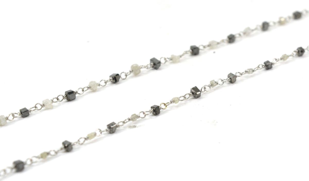 14k Solid Gold Necklace in Cube Shape With Black and Gray Stone - SGGRC-168