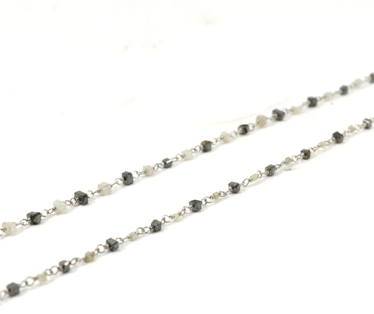 14k Solid Gold Necklace in Cube Shape With Black and Gray Stone - SGGRC-168